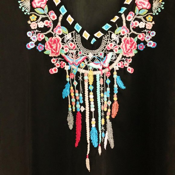 Rare Johnny Was Floral Embroidered Tunic Top - Picture 7 of 8